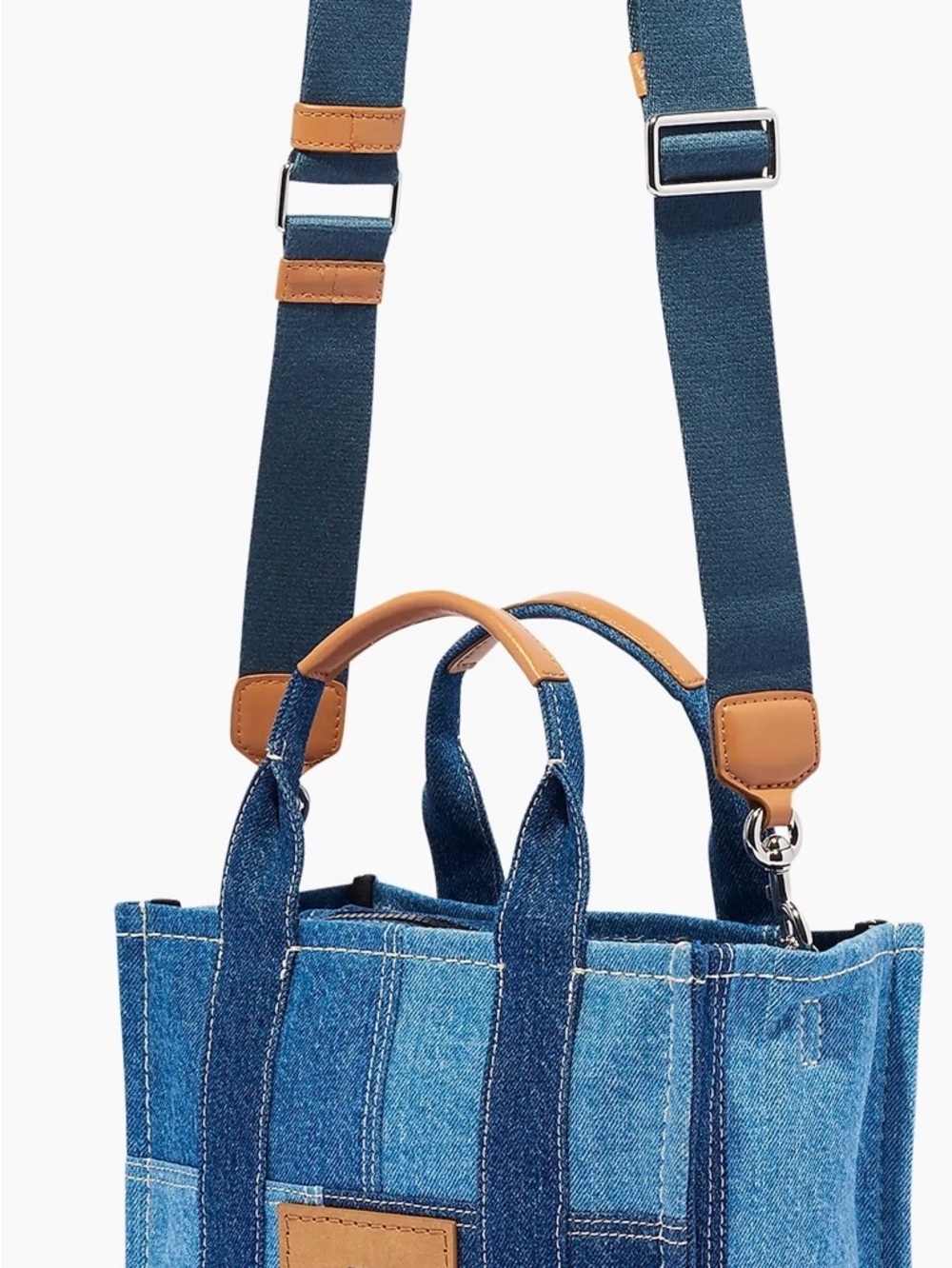 💙Authentic Marc Jacobs The Tote Bag- Denim Blue with Leather Tan Handle and stra - Picture 5 of 7